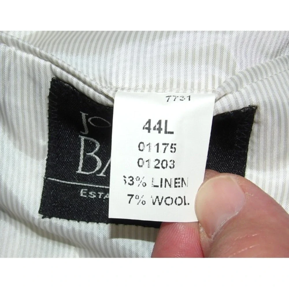 Jos. A. Bank 2 Button Wool/Linen Gray‎ Plaid Blazer Men's 44 Long